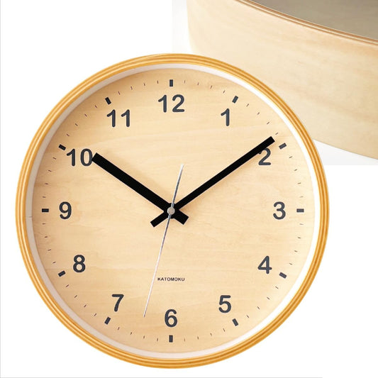 KATOMOKU plywood clock natural sweep (continuous second hand) km-34M φ252mm (quartz clock)
