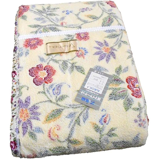 <Double> [Soft small floral pattern] Made in Japan Oboro print Meyer towel blanket 190cm x 230cm Double size (pink) Pink