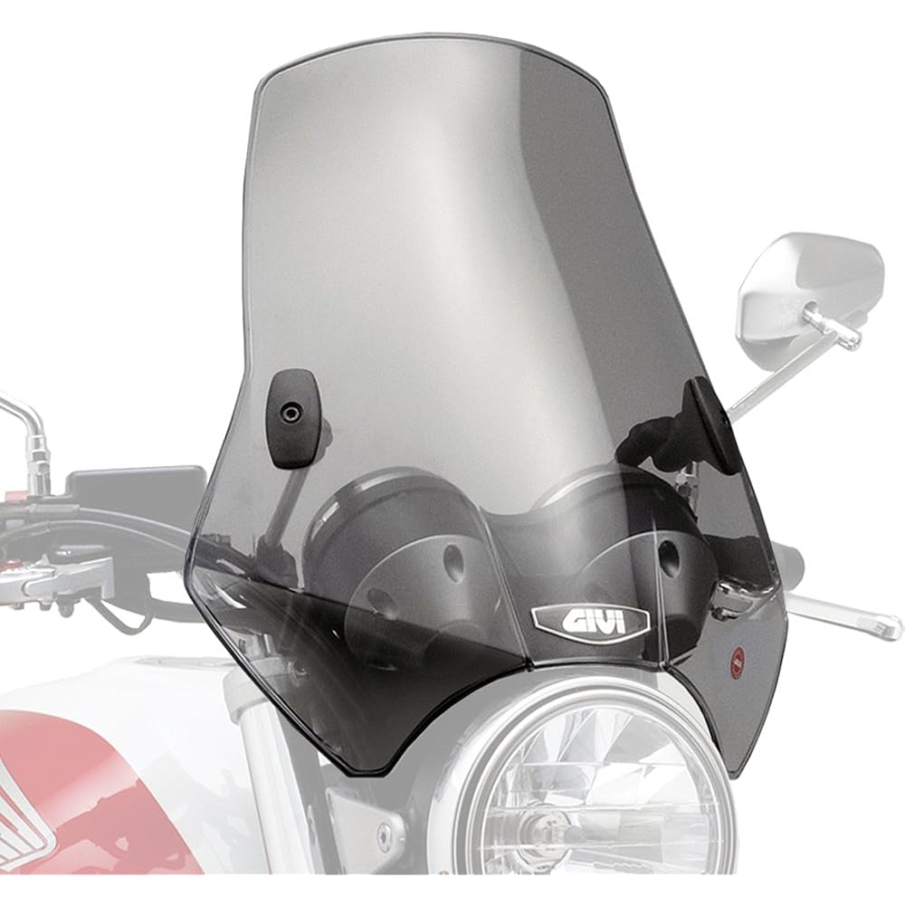 GIVI Motorcycle Screen General Purpose (Bar Handle Clamp) Semi-Smoke A660 Medium Windscreen 93957