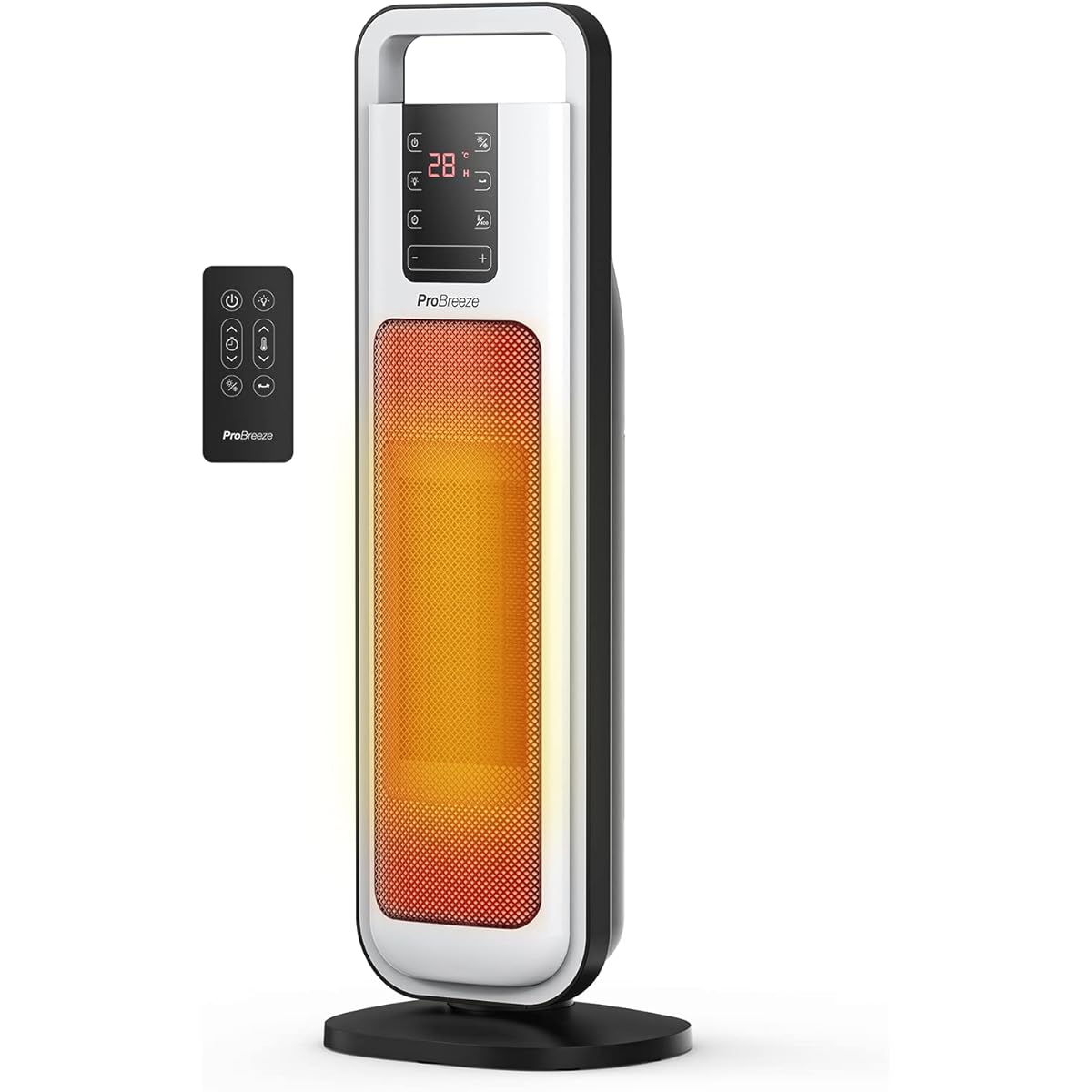 Pro Breeze Ceramic Heater [2023 Newest] 2 Seconds Quick Warm Ceramic Fan Heater Fan Heater with Digital Touch Panel Electric Stove Warm Air Type Lightweight Automatic Oscillation Remote Control & Timer Included Heating Equipment