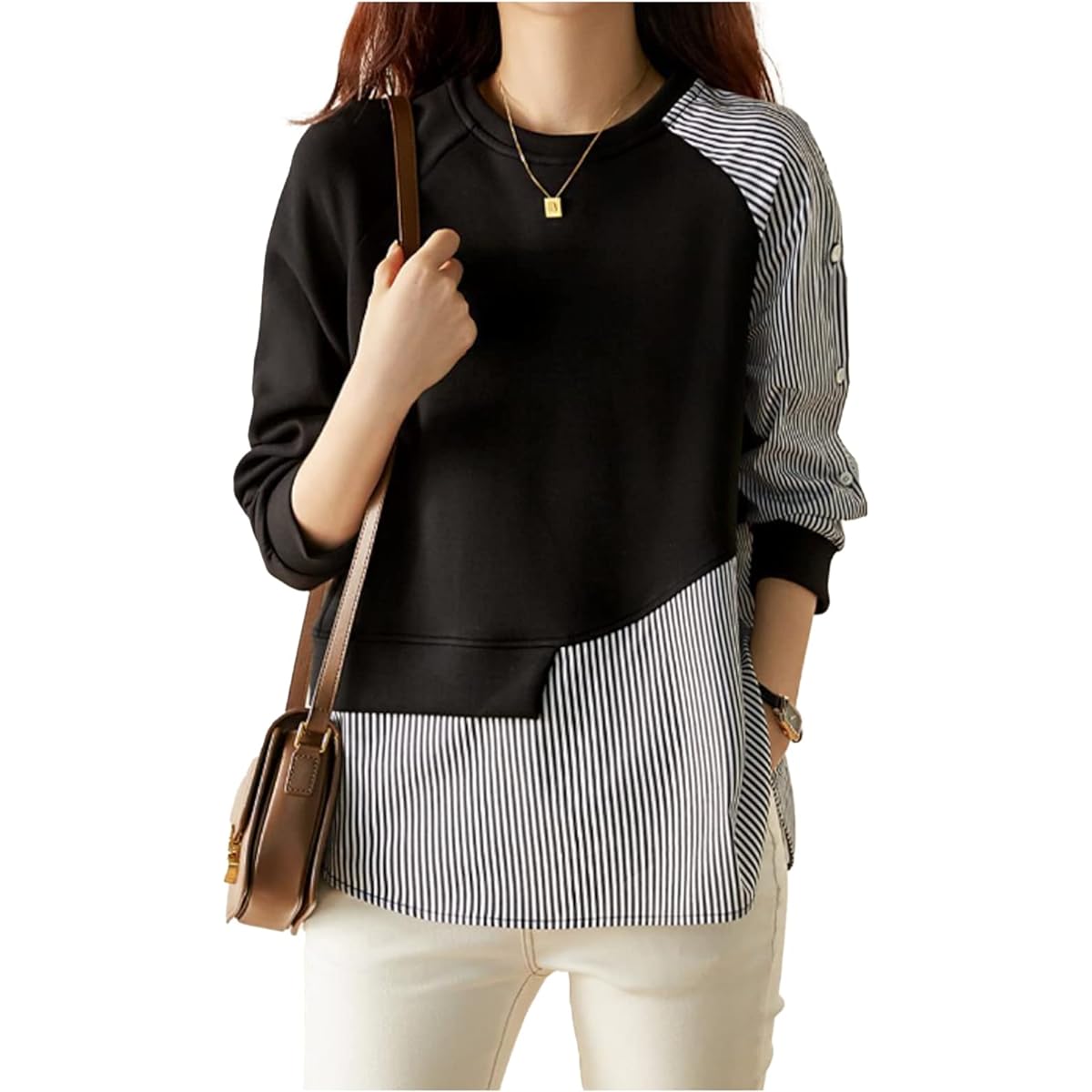 [Famy] [If you don't want to overlap with other people, this is it! ] Tops cut and sew switching long sleeves FM207
