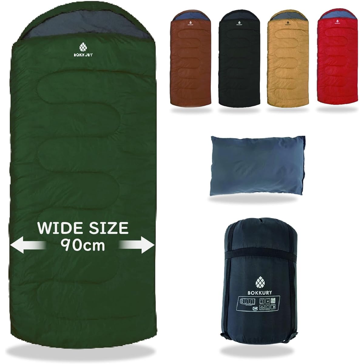 BOKKURY Sleeping Bag, Sleeping Bag, Winter Artificial Down, Wide, Minimum Usage Temperature -10 degrees