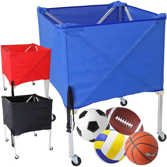 iimono117 Ball Basket Folding with Casters [Volleyball Basketball Soccer Handball Dodgeball] Ball Cart Ball Basket