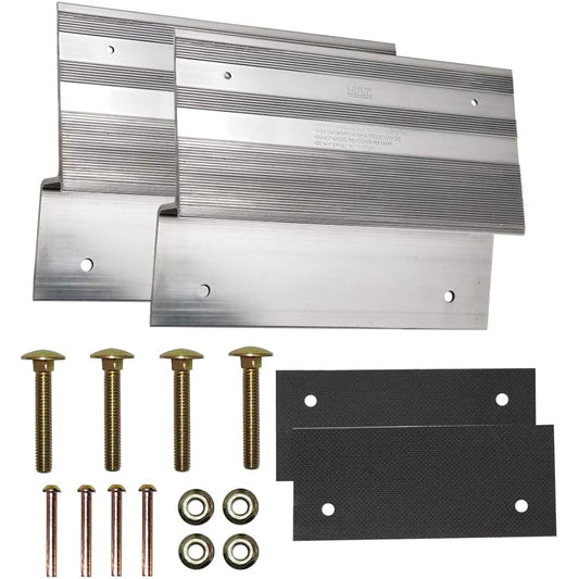 bROK 12" Aluminum Ramp Kit for 2" x 12" Planks with Full Width Scratch-Proof Pad to Create a Universal Wooden Plank Ramp for Loading and Unloading Lawn Mowers, ATVs, Dollies, and Axles