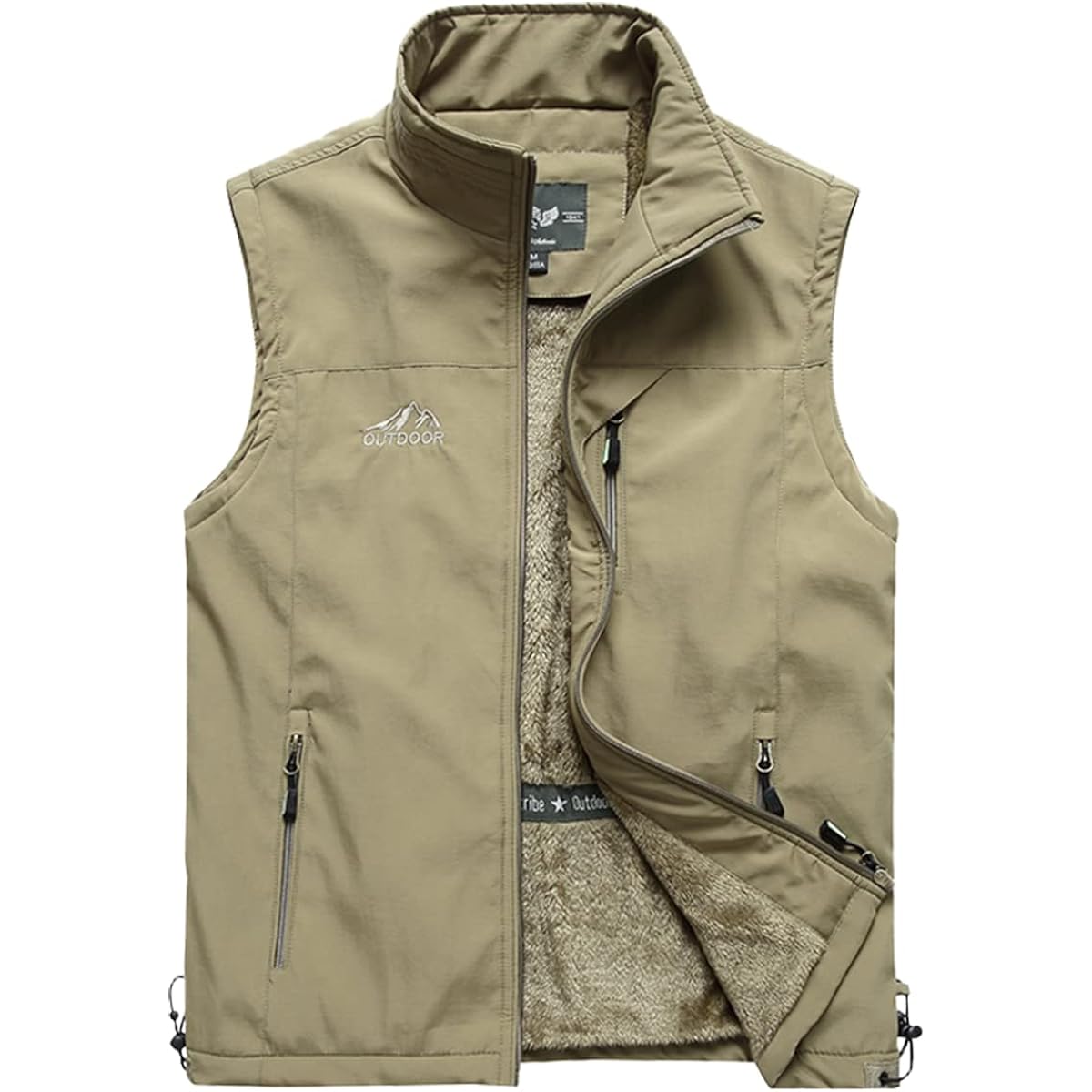[Manatsulife] Men's Outdoor Vest, Brushed Lining, Warm, Photographer, Winter, Autumn, Fishing, Photography, Mountain Climbing, Multifunctional, Water Repellent, Lightweight