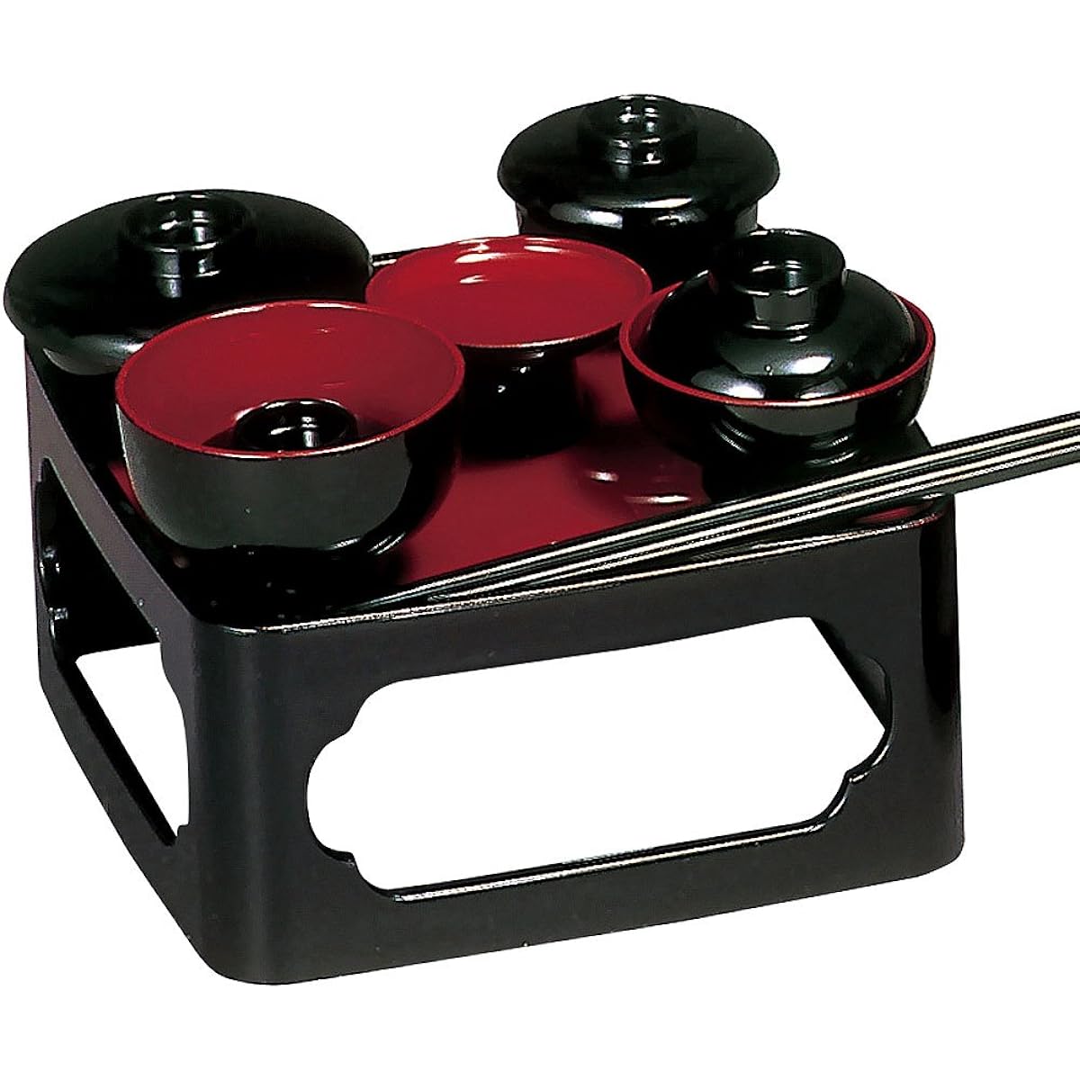 [Standard memorial service meal] Buddhist meal, black/inner vermilion, 8.0 dimensions [Made in Japan]
