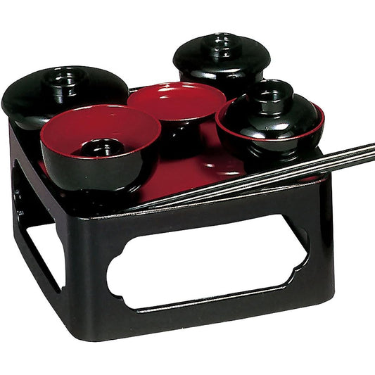 [Standard memorial service meal] Buddhist meal, black/inner vermilion, 8.0 dimensions [Made in Japan]