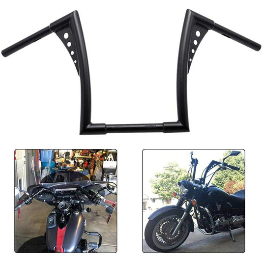 GDAUTO Motorcycle Handlebar 14" Rise Handbar Replacement 1-1/4" Black for Harley Softail FLST Sportster XL FXST