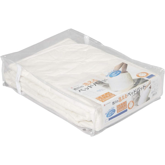 nishikawa [Nishikawa] Queen Bed Pad, Washable Bed Pad, Wool, Moisture Absorbent, Moisture Released, Warm in Winter, Smooth in Summer, Plain, White CM30017012W