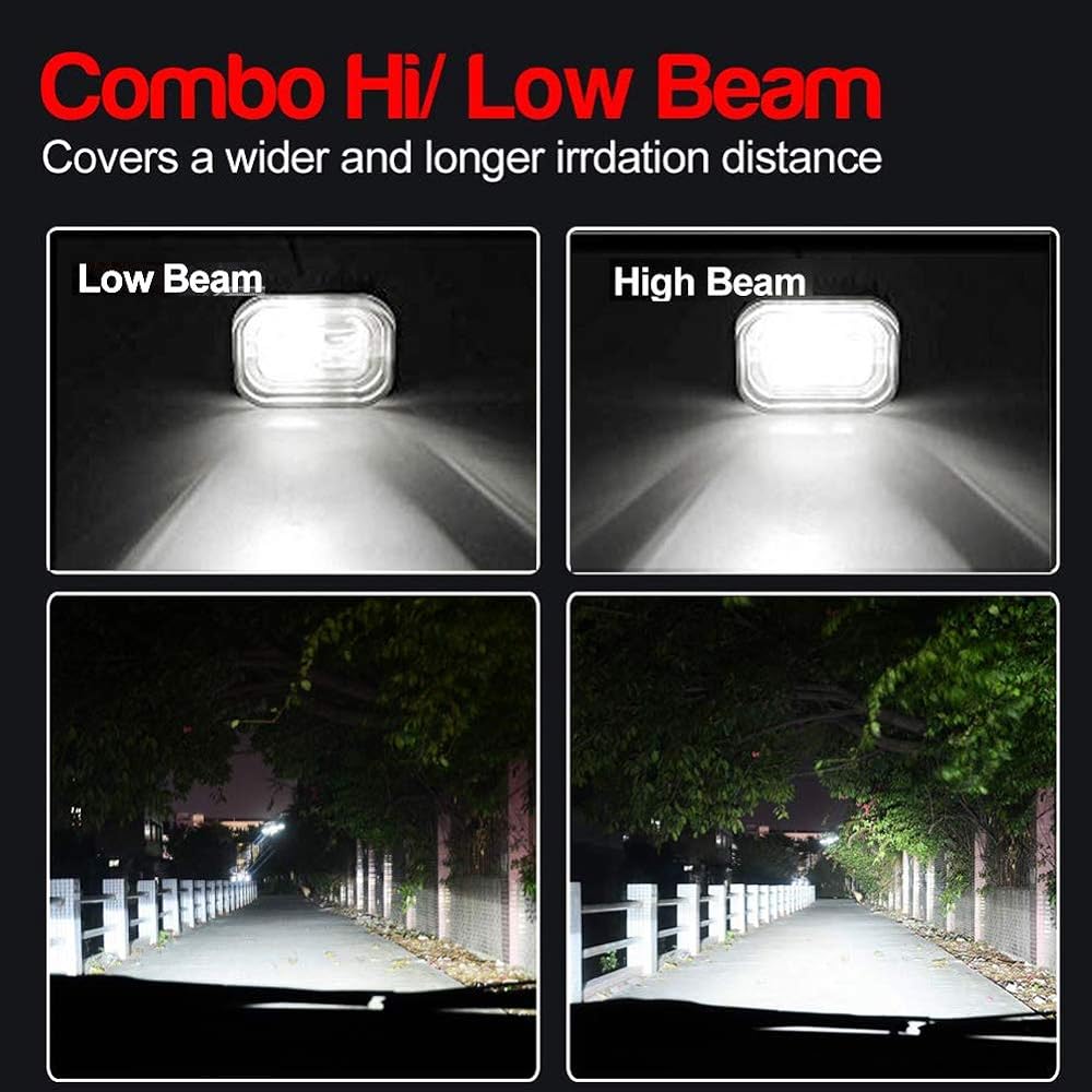 OPL5 4 -inch Universal Motorcycle LED Head Light Driving Light Running Light LED Head Light Work Light White HI/LO BEAM Motor Bay Head Light ATV Truck E For Truck E (1 piece)