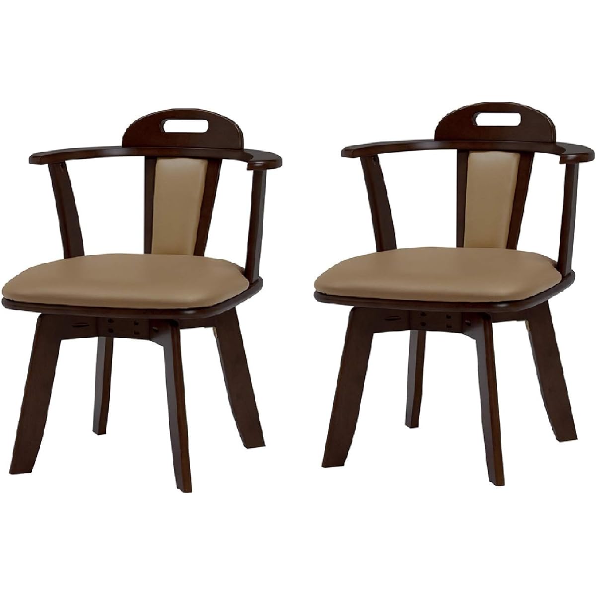 Hagiwara Dining Chair Dark Brown [Rotating Seat] Set of 2 with Arms Natural Wood KC-7585DBR