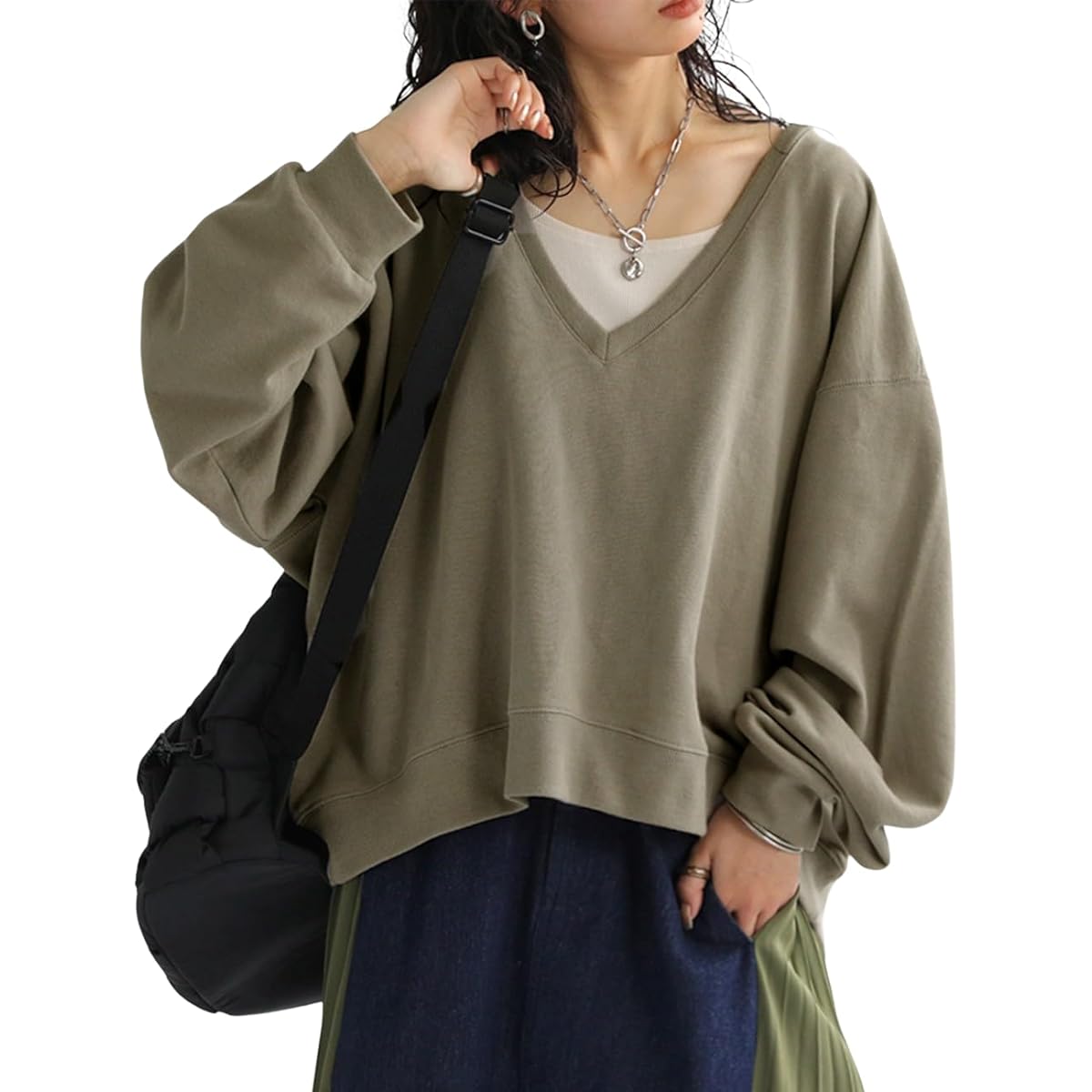 [antiqua] Fleece Pullover Sweatshirt Women's Long Sleeve Plain AYA-00021
