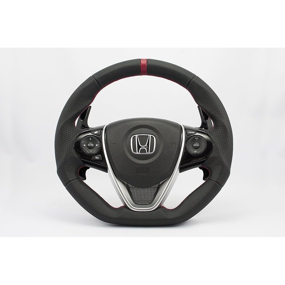 KENSTYLE Original Steering HB02 Honda S660 (JW5) Black Leather/Red Line (Red Stitch)