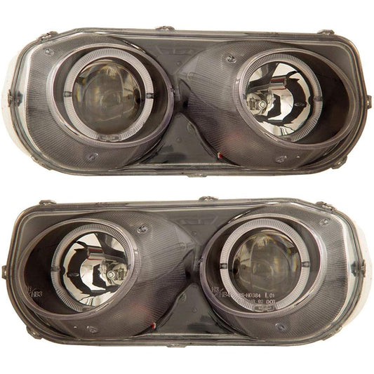 SPPC Projector Headlight Black Assembler Set Halo Acura Integra- (Pair) Right replacement head lamp for driver's seat and passenger seat