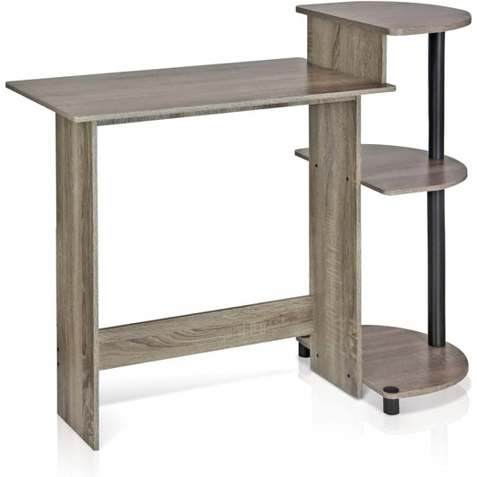 Furinno Compact Computer Desk with Shelf Color: French Oak Gray/Black