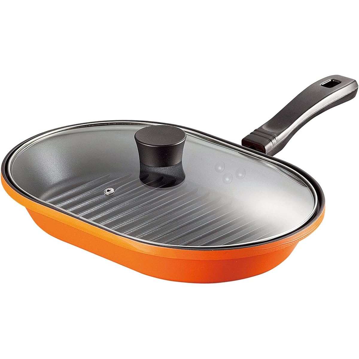 Wahei Freiz Frying Pan, Grill Pan, Easy Fish Pan, Kongarian, 22 x 32 cm, With Lid, Diamond Coat, For Gas Fire Only KM-8767