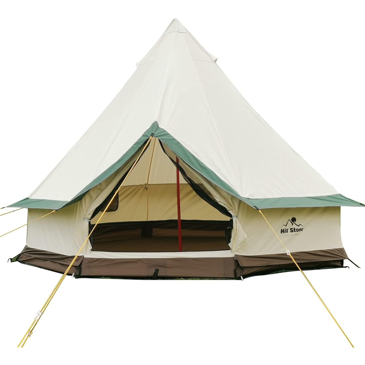 Alice in the Land of Miscellaneous Goods One Pole Tent for 4 People Breathable Waterproof Chimney Hole Glamping Lodge Tent Easy to Set Up Window Teepee Tent Cotton Tent Camping Tent