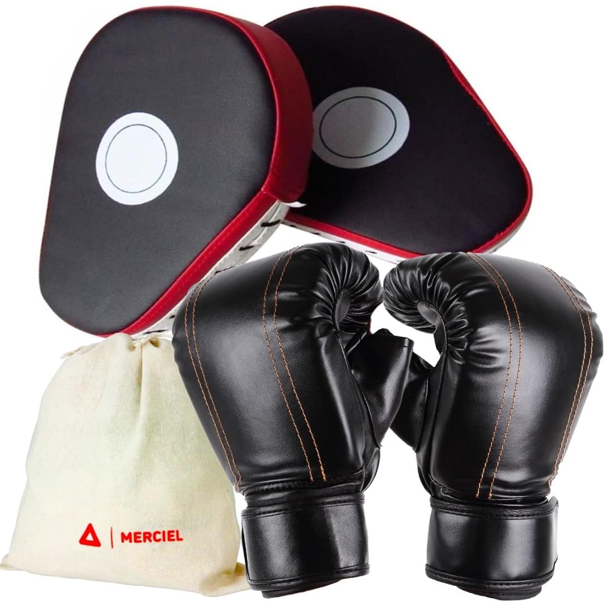 MERCIEL Boxing Gloves Mitt Set with Storage Bag, One Size Fits Most [Supervised by Former Boxer]…