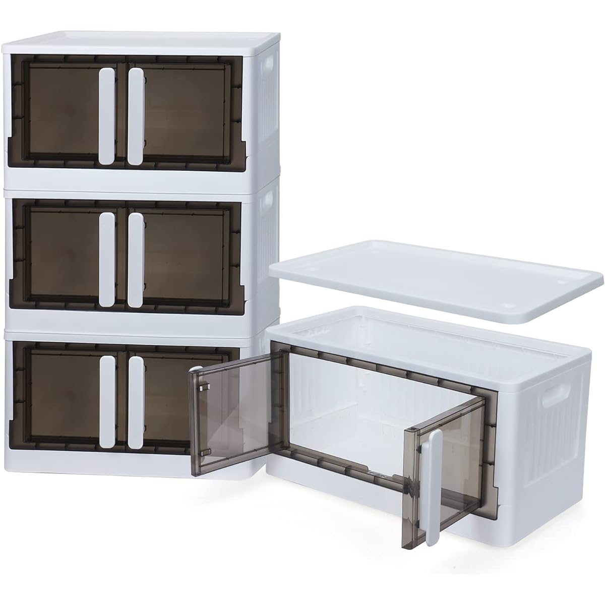 RAIN QUEEN Storage Box, Foldable, with Lid, Front Opening, Container Box, Closet Storage, Clothes Organizing, with Wheels, Storage Box, Stacking, Storage Case, Clothes, Outfit Case, Closet Box, Easy to Assemble, Home Use, Organizing Small Items, Large Ca