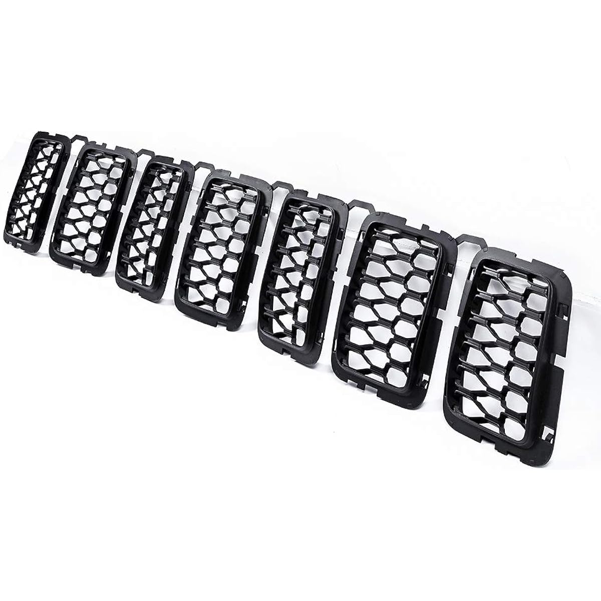 Anzio 7 Piece Mat Black Grill Insert Front Mesh Honeycomb 2017-2020 Grand Cherokee Compatible