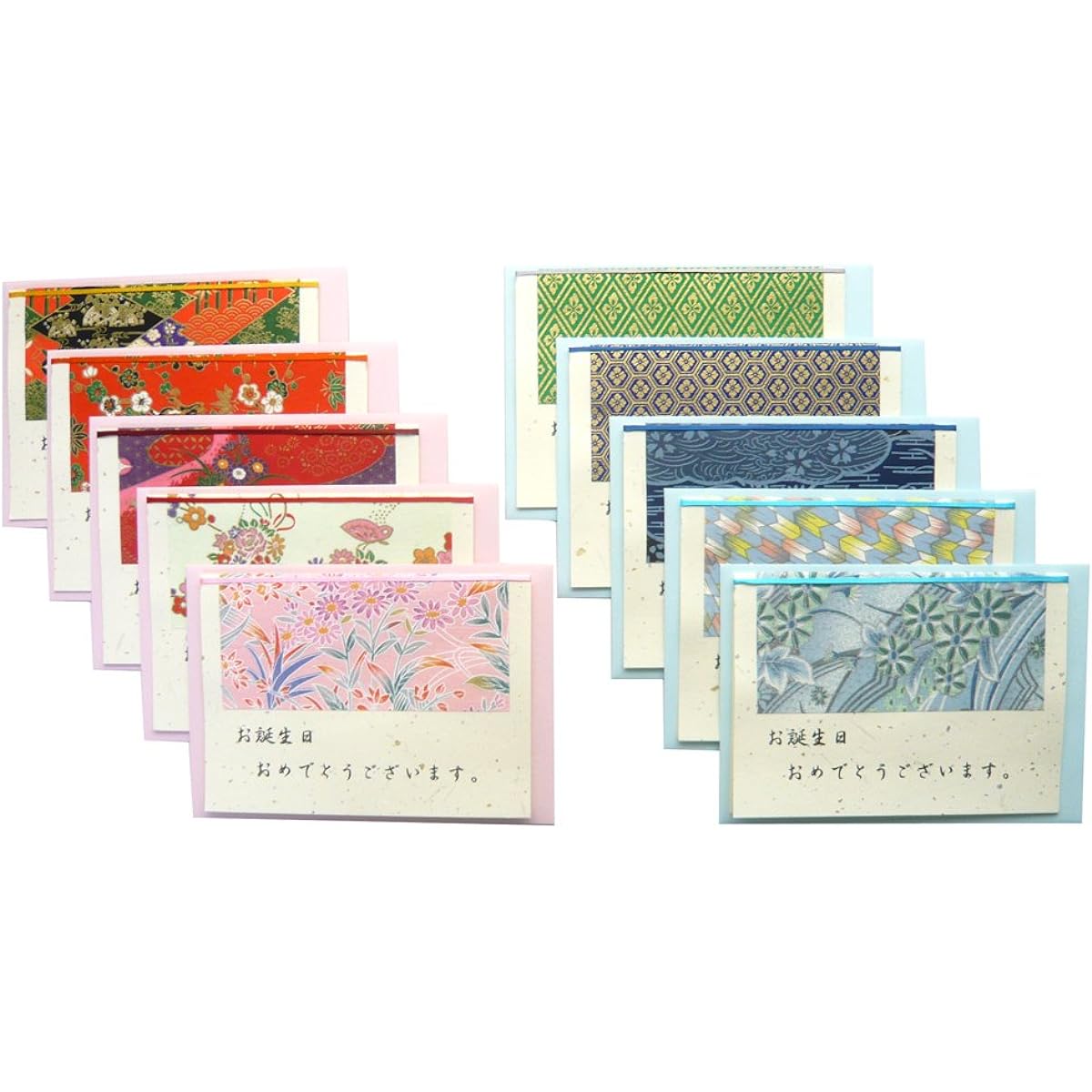 Birthday Card Yuzen Washi Various Patterns Birthday Card (50 Sets for Commercial Use)