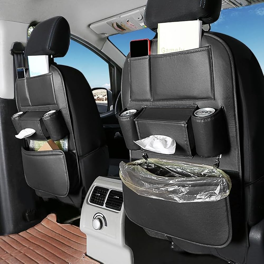 SENYAZON Universal Car Seat Organizer, 4th Generation Enhanced Carrier Seat Organizer, Waterproof PU Leather Car Organizer, 1 piece (pink)