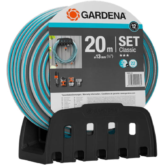 GARDENA 20m hose/hose holder set (with connector and cleaning nozzle) 18005-20