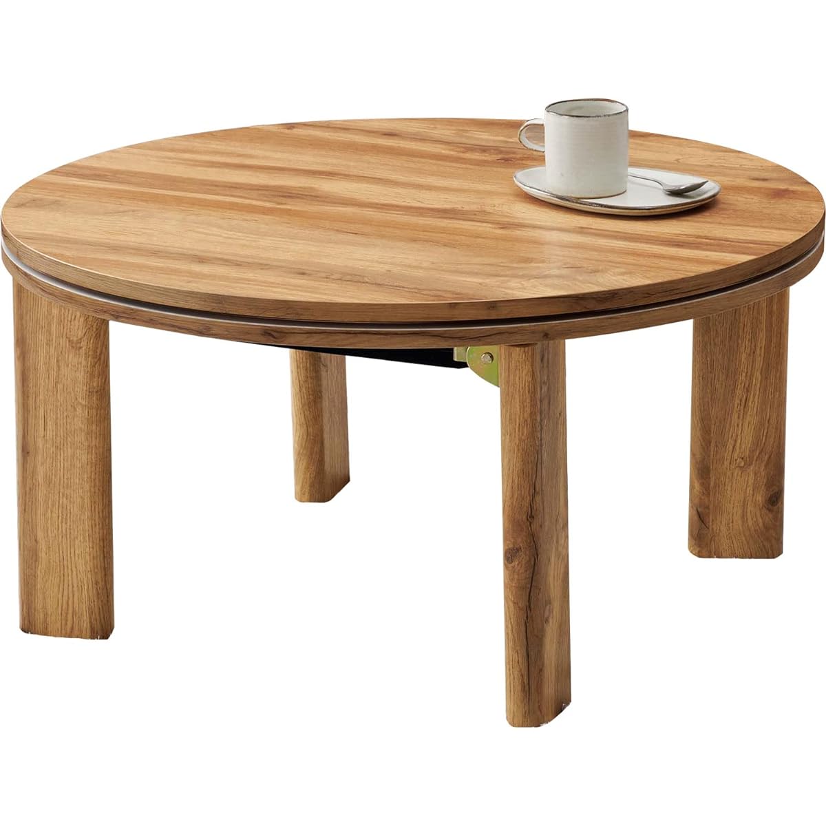 Hagihara Kotatsu Round Table Width 68 Wood Grain Folding Compact Single Person Reversible Natural Monet 68NA