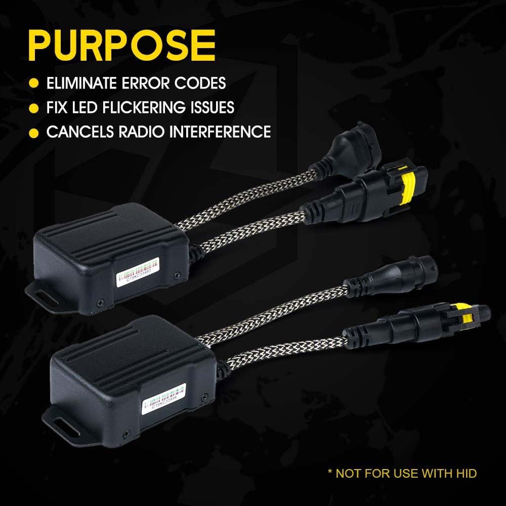 XPRITE LED Headlight CANBUS Anti -Flicker Harness | Light bulb resistance decoder error free conversion kit for H8 H9 H11 (1 pair)