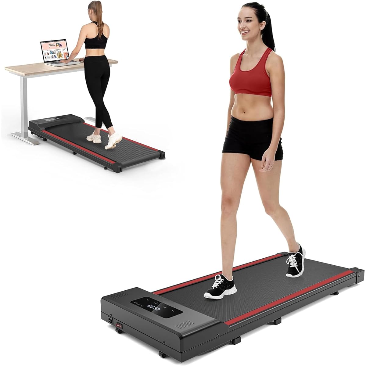 Tvdugim Room Runner, Home Walking Machine, Electric Running Machine, No Assembly Required, Compact, Electric, Thin, Lightweight, Quiet, 1~8km/h, Convenient Storage, For Home and Office Use, Unisex