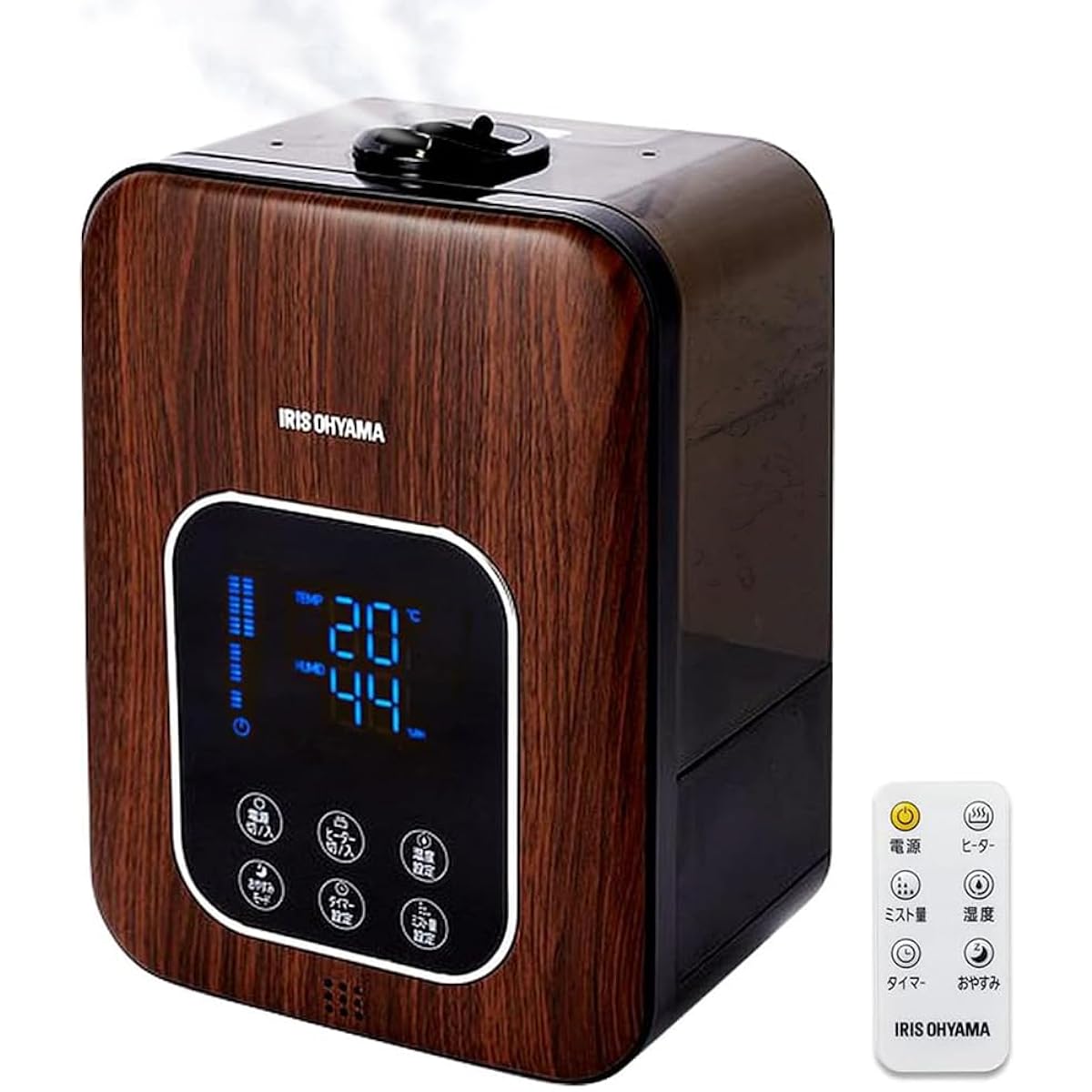 Iris Ohyama Humidifier, Ultrasonic Type, Steam Type (Heating Type), Hybrid Type, Humidification Volume 350ml, Tank Capacity 4.5L, 10 Tatami Mats, 12 Hours Continuous Humidification, Remote Control Included, Digital Display, 3 Levels of Mist, Humidity Set