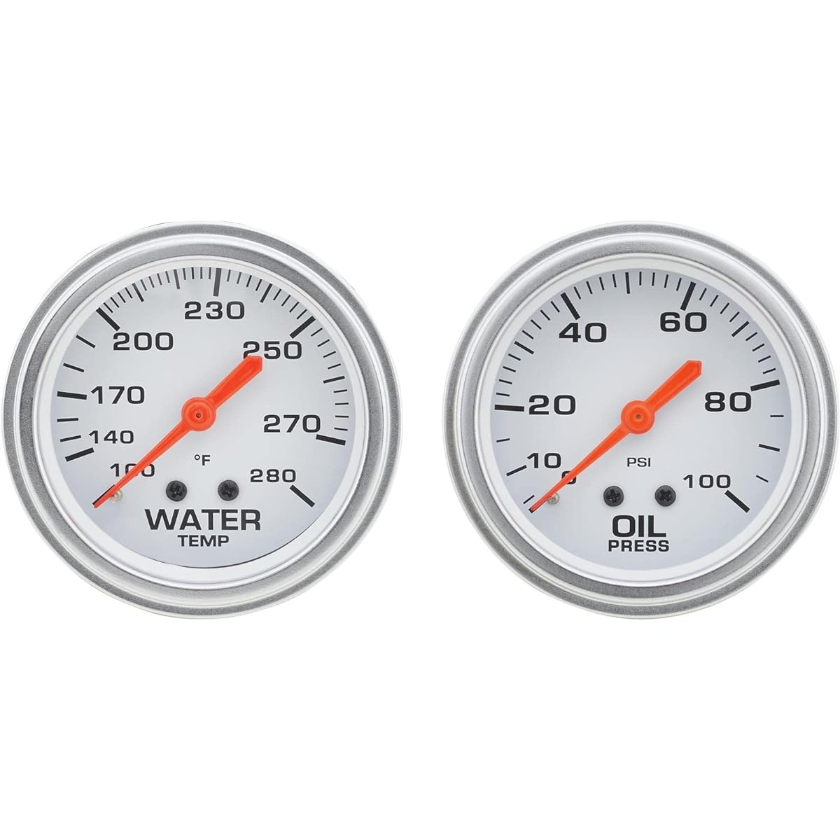 SPEEDWAY MOTORS 2-5/8 inch oil pressed water meter kit back light with backlight White Face Universal Fit Crome Besel Black/Silver Besel Option Hana 100 °-300 ° F