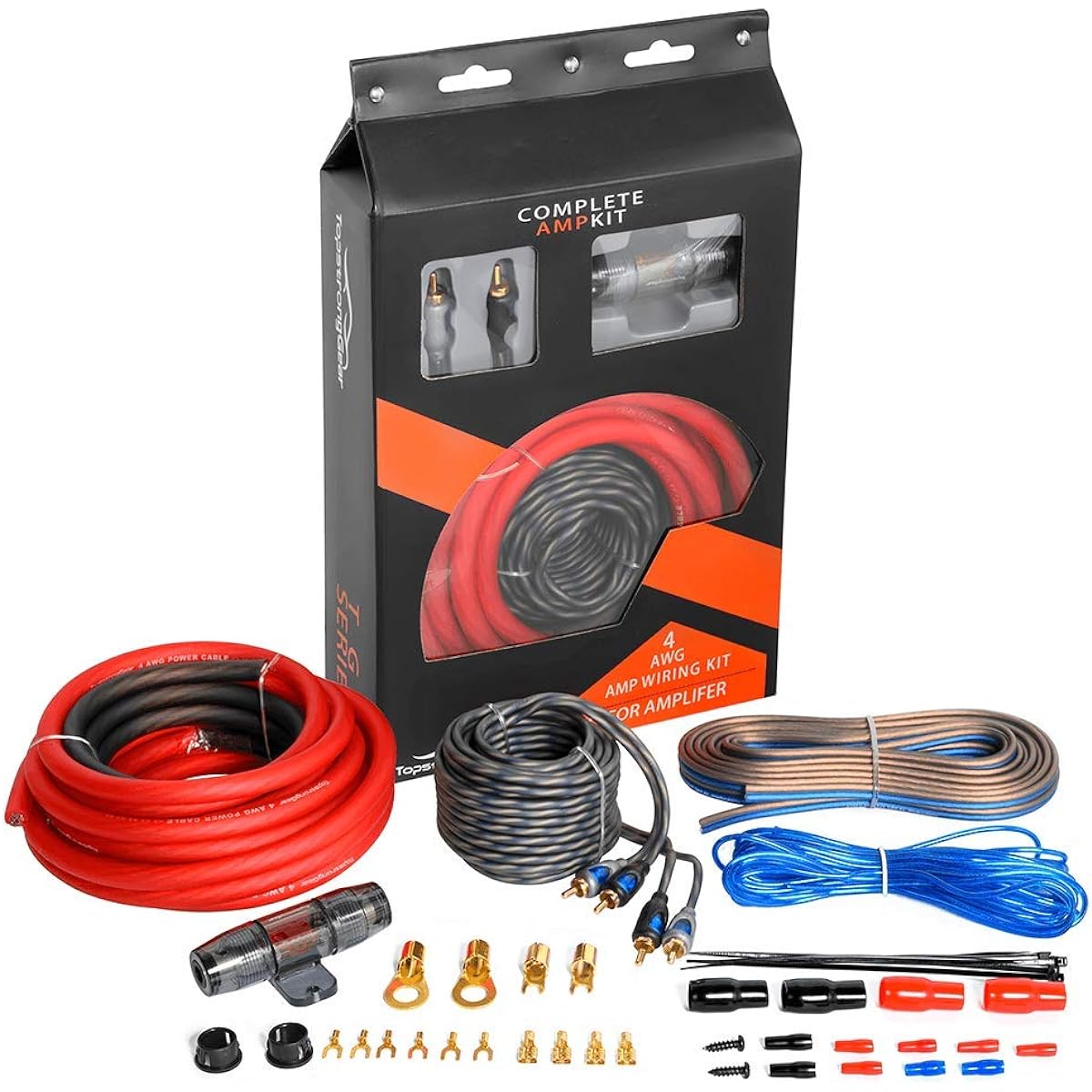 TOPSTRONGGEAR 4 Gauge Amplifier Kit True 4AWG Amplifier Install Wire Hump Kit Installation Cable