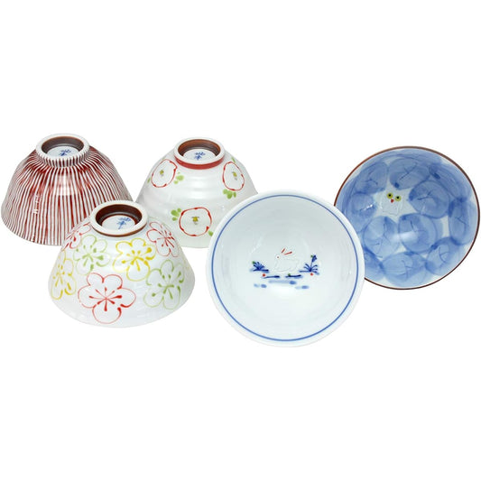 Rice bowl, white, 11cm, Hasami ware, Fukumine kiln, picture change (small), 5-piece set 52549