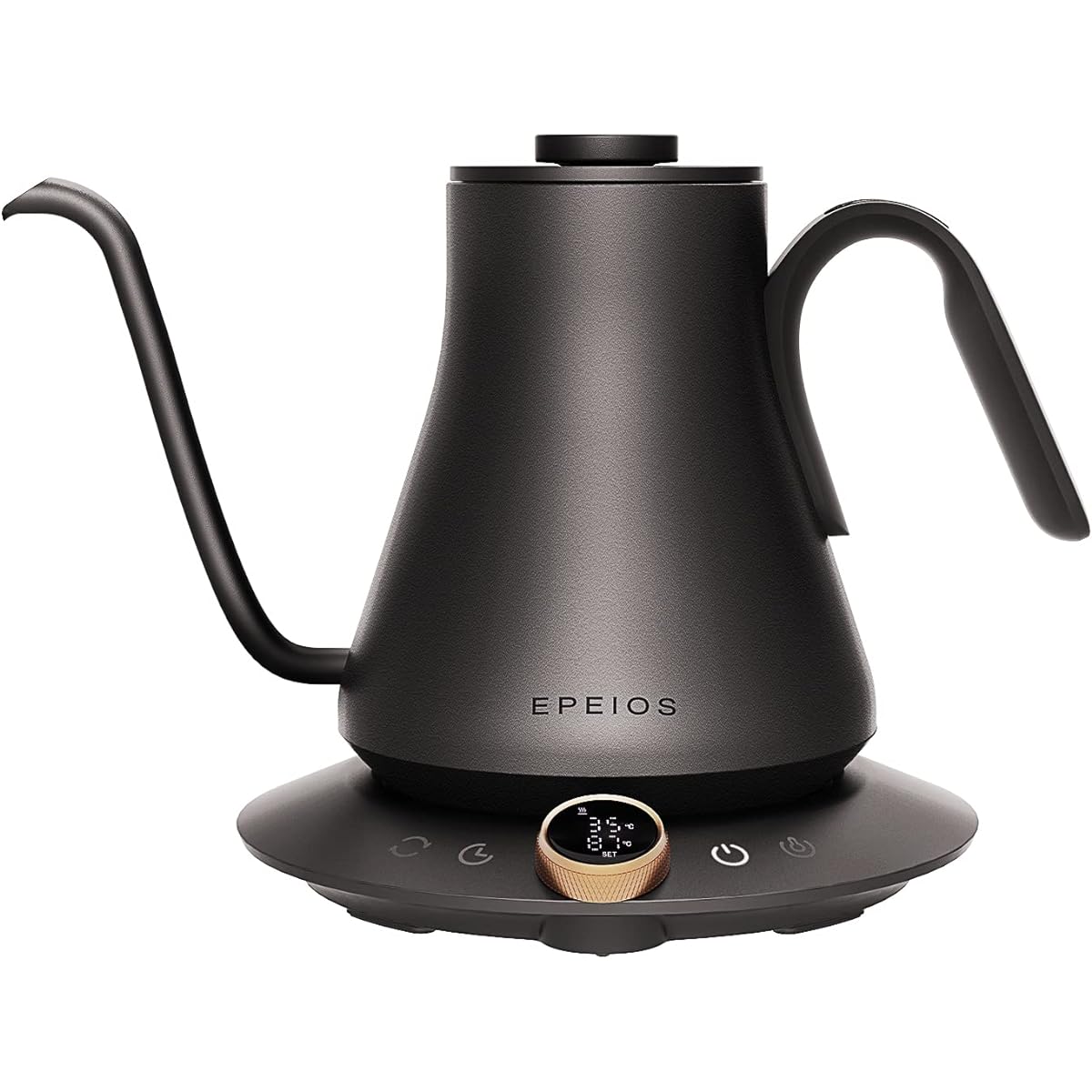 Epeios Electric Kettle Drip Kettle 0.9L 1200 W Coffee Pot, 1200W Coffee Pot, Adjustment of 1 °C, 5 Minutes Timer, Heat Retention Function, Switching Between ℃ and Fahrenheit Prevention, PSE Certified,