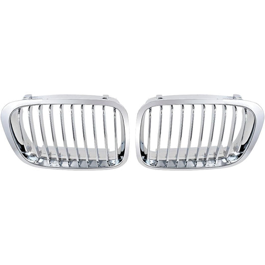 Anzio Front Food Kidney Glyl Grill LH RH For replacement 1998 -2001 OEM BMW E46 4 Door Sedan 320i 325i 328i 330i --- Glossy Chrome