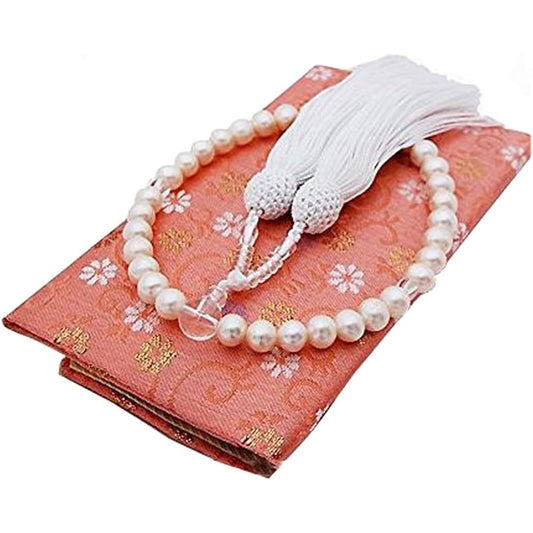[enyapearl] Genuine pearl prayer beads/prayer beads 7.5mm to 8mm Freshwater pearls Comes with special case Cluster color white Can be used by all sects Pearl Prayer beads 7.5