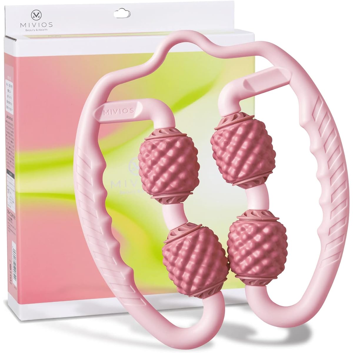 MIVIOS Exercise Roller Myofascial Release Loosen Stretch Handle Roller AMV307 Pink/Green