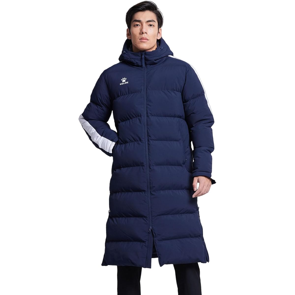 [Kelme] Bench Coat Men's Soccer Long Coat Outdoor Coat Training Warm, Slim and Stylish