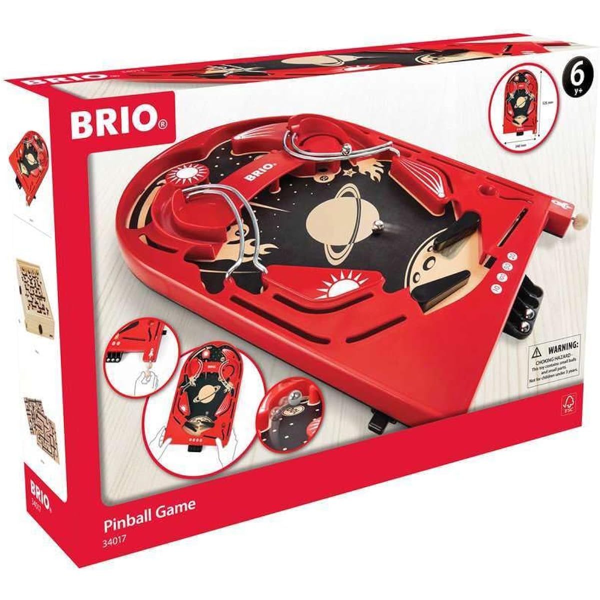 BRIO Pinball Game Red [4 Pieces] Ages 6 and up (Wooden Toy, Educational Toy, Board Game) 34017