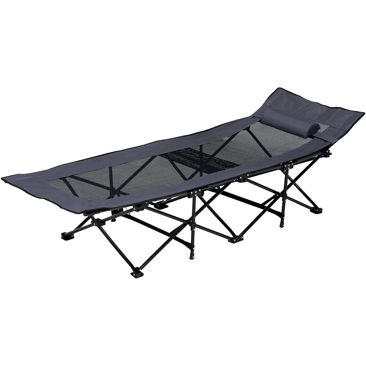 Hagiwara Outdoor Bed Cot Camping Cot Tent Bed [No tools or assembly required] Touring Leisure Completed Product Storage Bag Included Width 61 x Depth 185 x Height 50 Gray LOB-4439GY