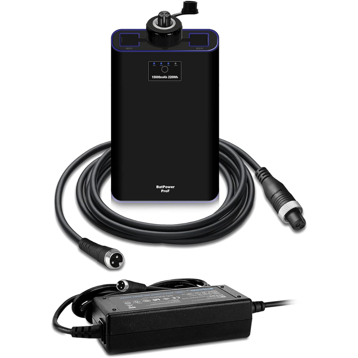 BatPower ProF 15000mAh Electric Fishing Reel Battery Compatible Daiwa Tanacom 1000 750 500 Seaborg Leobritz Power Assist Reel Shimano BeastMaster ForceMaster 9000 6000 Plays 4000 Plemio (2 Pin power cord and reel battery charger included as standard)