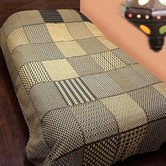 "African Motif Multi-Cross 150 x 225cm" *The arrangement of the patchwork is different for each item.Delivery is up to you. [Antique Style Bed Cover, Multi-Cover, Stylish, Single, Thick, Patchwork]