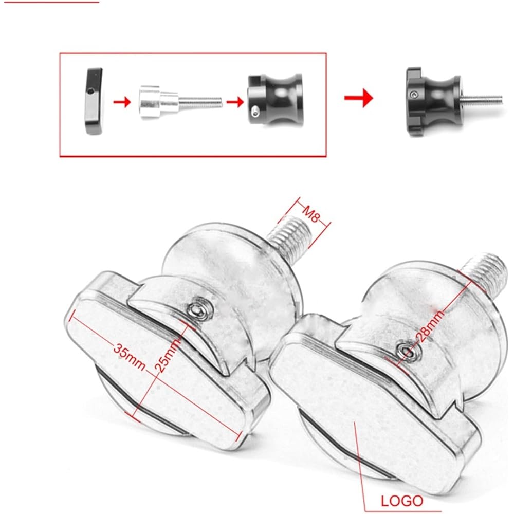 DOOREX 8mm Motorcycle CNC CNC Aluminum Wing Arm Spool Slider Stand Screw Fit
