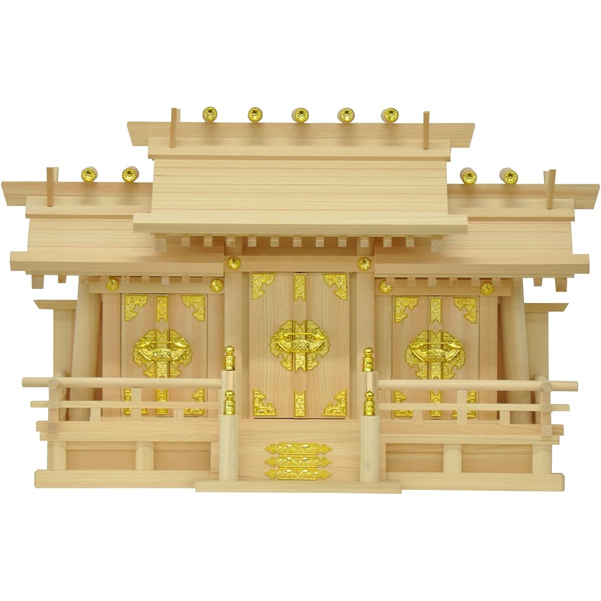 AIS (AIS) Shinto altar, made in Japan, three shrines with different roofs, medium Yukimura medium, bill insertion specification on the back