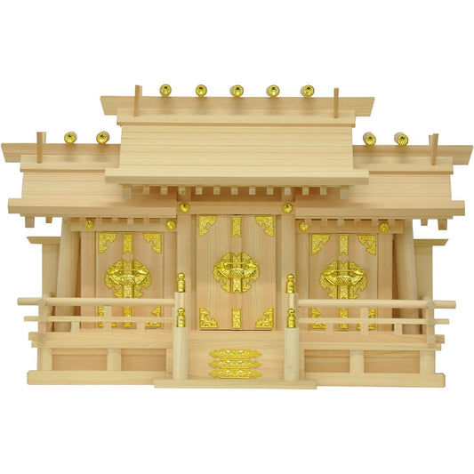 AIS (AIS) Shinto altar, made in Japan, three shrines with different roofs, medium Yukimura medium, bill insertion specification on the back