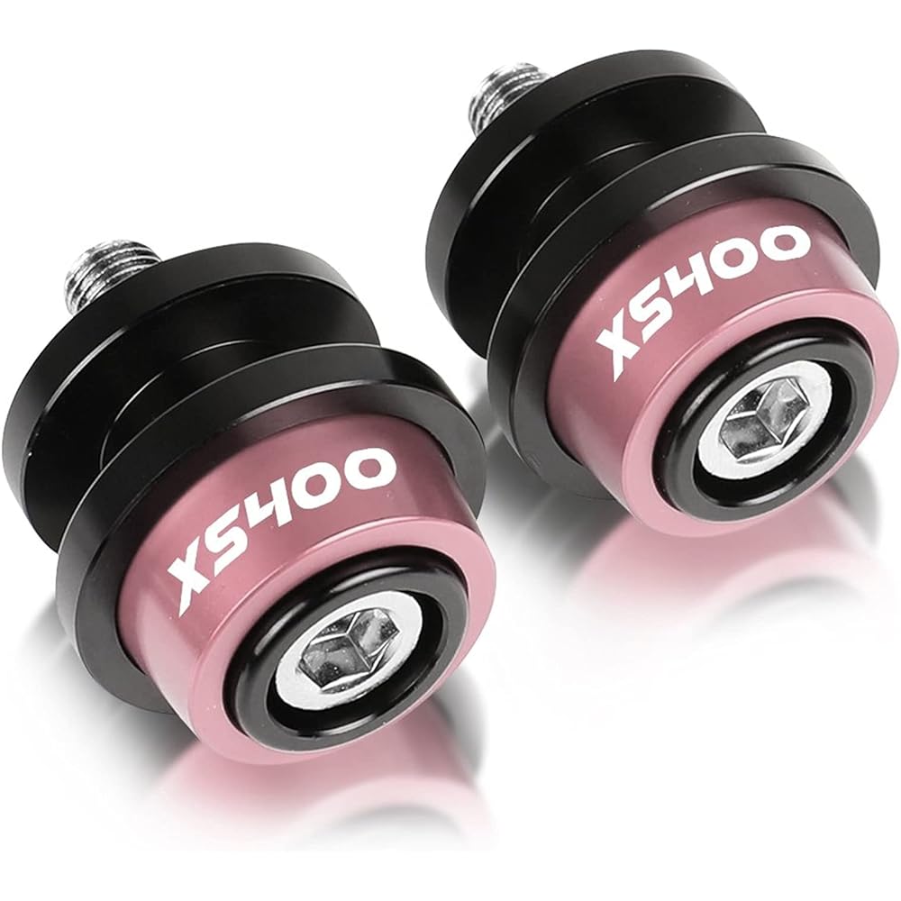 Stand Screw Slider CNC Aluminum Alloy Motorcycle 6mm Bracket Screw Swing Arm Slider Spool Compatible with Yamaha XS400 XS400C E SE 1978 1979 XS400SE 1982 (Color: Pink)
