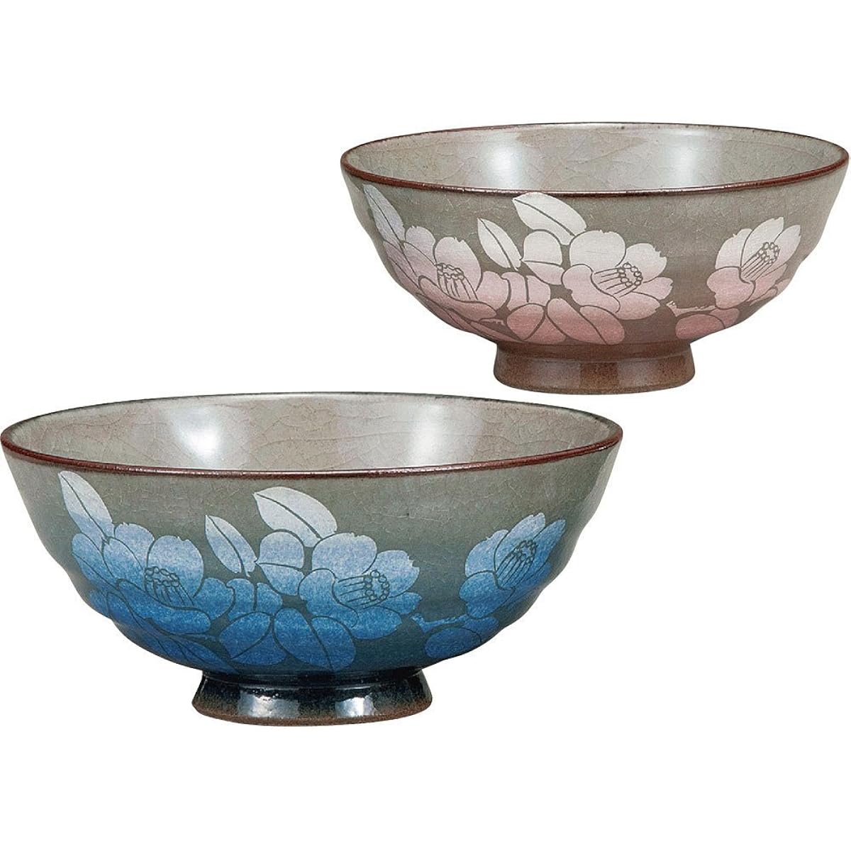 Kutani ware couple's tea bowl Ginsai Sanchahana