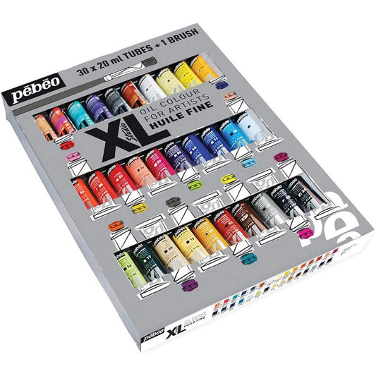 Pebeo Oil Paint XL 20ml x 30 Colors Set (Includes 1 Pig Brush)