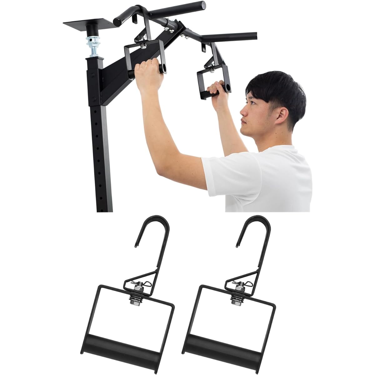 [TEDDY WORKS] Made in Japan Roll Handle, Set of 2, Muscle Training Equipment, Muscle Training Machine, Muscle Training, Home Training, Pull-Ups, Chinning, Ceiling Mount, Metal